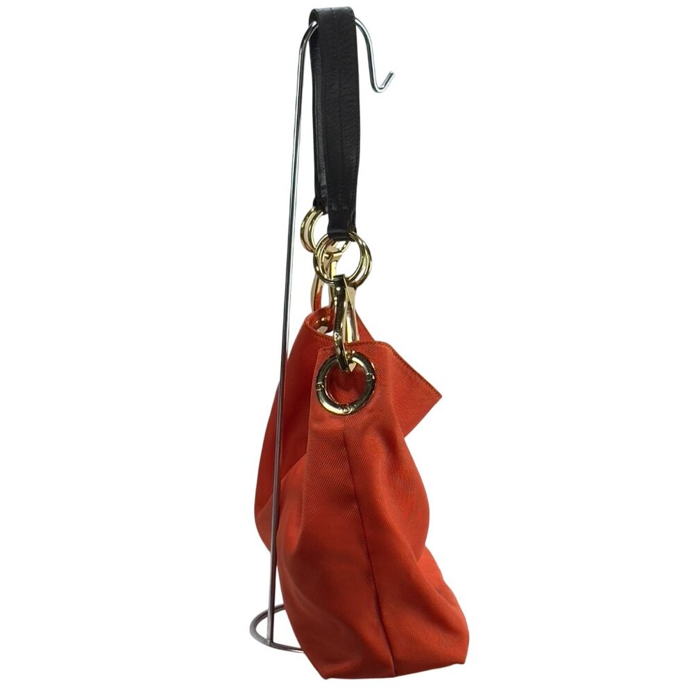 JPK Paris 75 Orange & Floral Lined Nylon Shoulder Bag With Gold Hardware - Picture 5 of 12